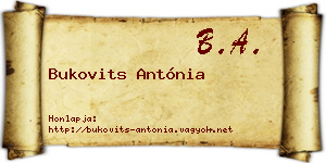 Bukovits Antónia névjegykártya